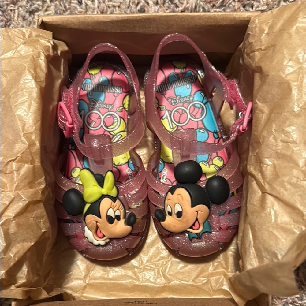 Mini Melissa Pink Sandals with Disney Charm